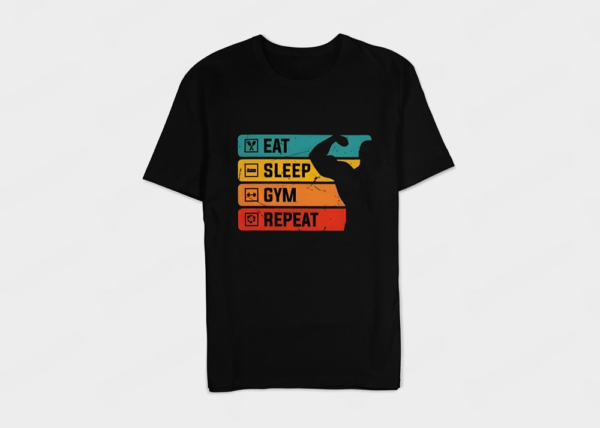 Eat Sleep Gym Repeat - Printed T-shirt - Image 3