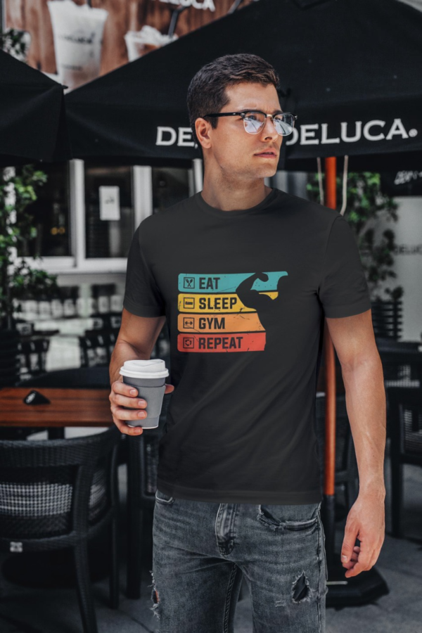 Eat Sleep Gym Repeat - Printed T-shirt - Image 2