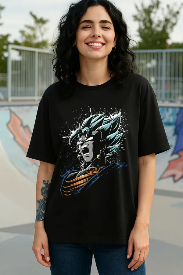 Goku Blue Drop shoulder T Shirt – Unisex - Image 2