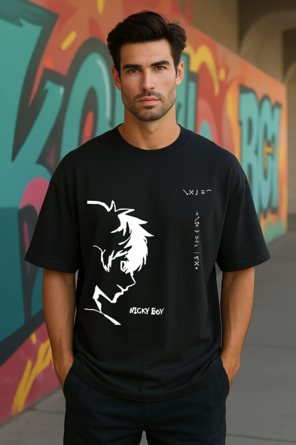 Cool White Anime Drop Shoulder T Shirt - Unisex